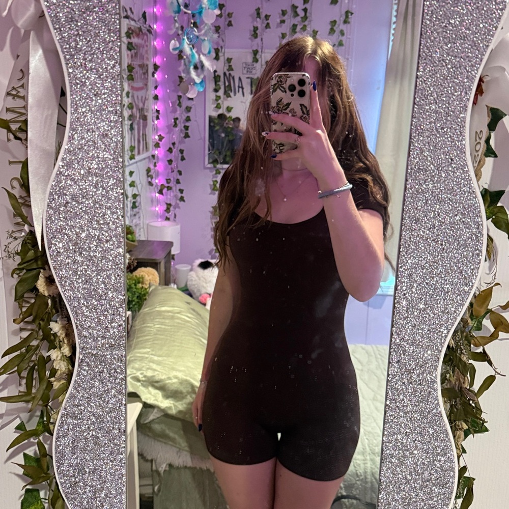 Brown Or Black Short Sleeve Bodysuit